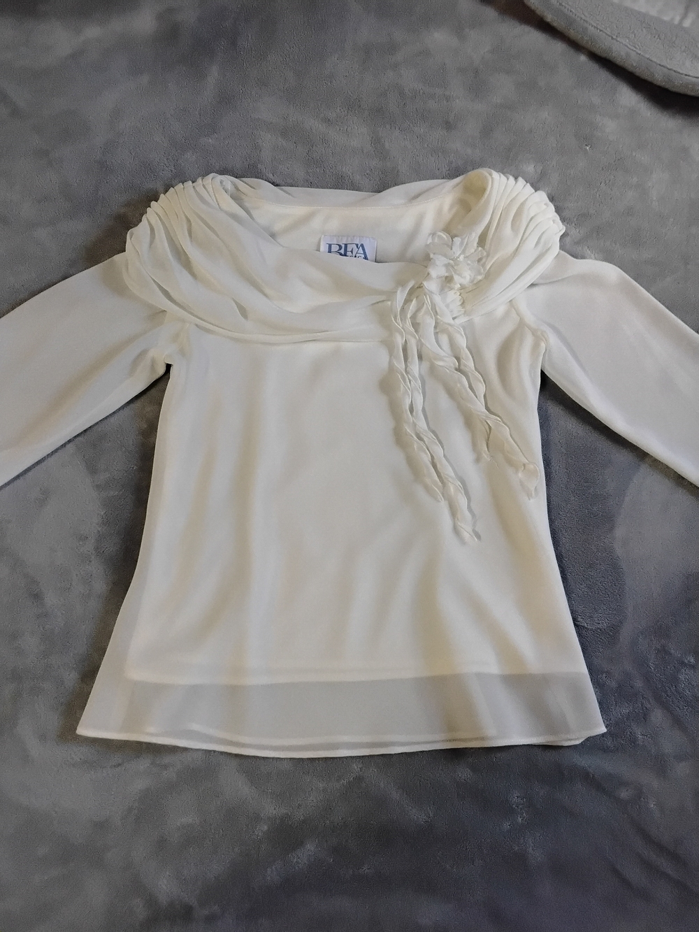 Cream Off-Shoulder Floral Detail Top